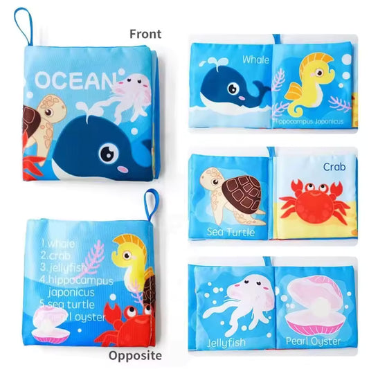 Soft Baby Crinkle Book Set, Bath Books,Nontoxic Fabric Soft Cloth Books for Babies