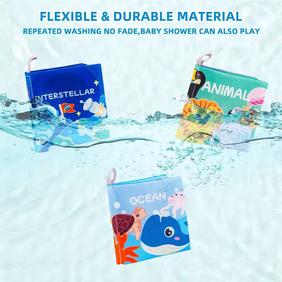 Soft Baby Crinkle Book Set, Bath Books,Nontoxic Fabric Soft Cloth Books for Babies